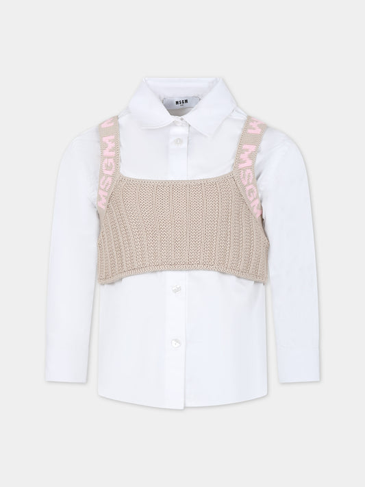 Camicia bianca per bambina,Msgm Kids,S4MSJGSI070 015
