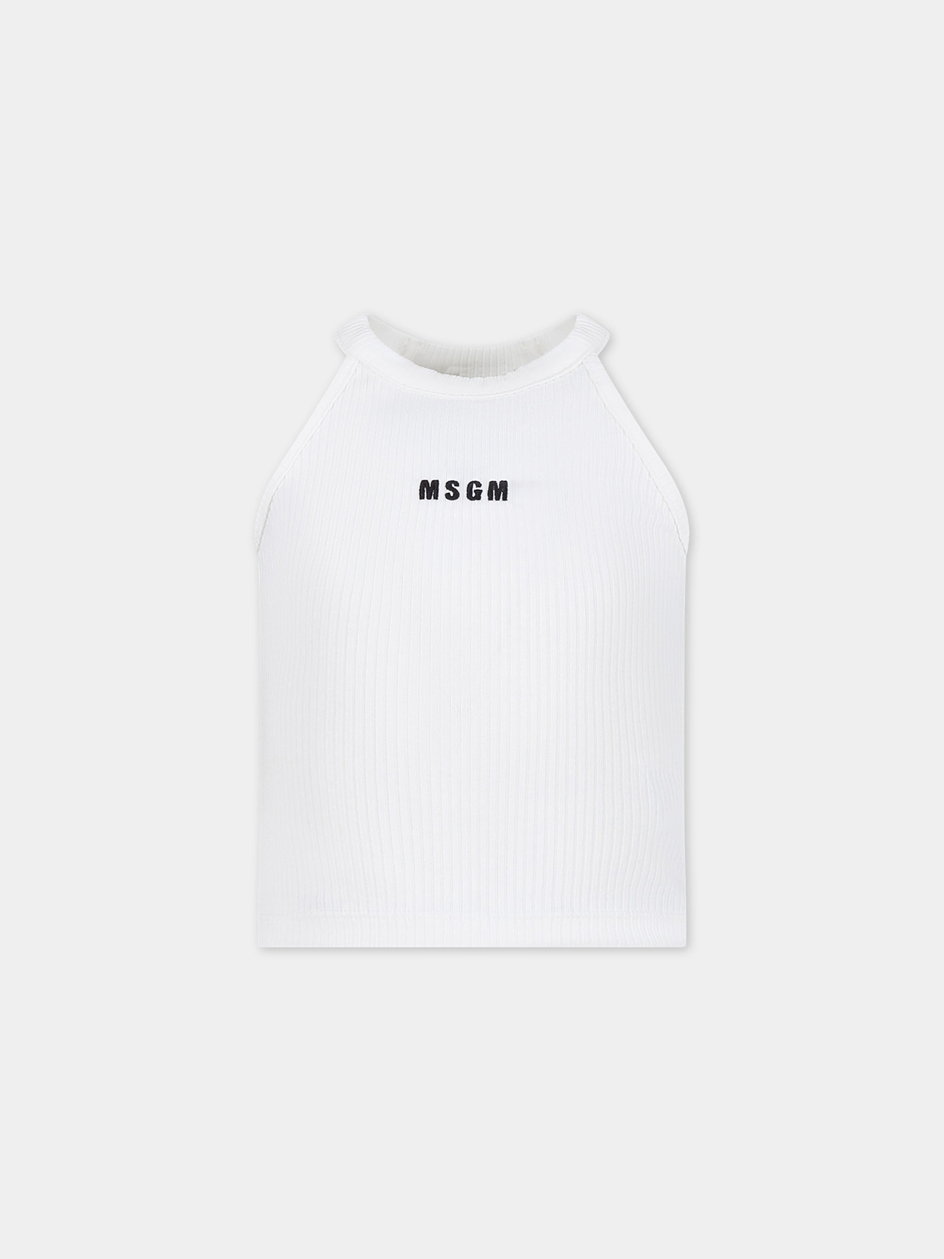 Canotta bianca per bambina con logo,Msgm Kids,S4MSJGTA177 001