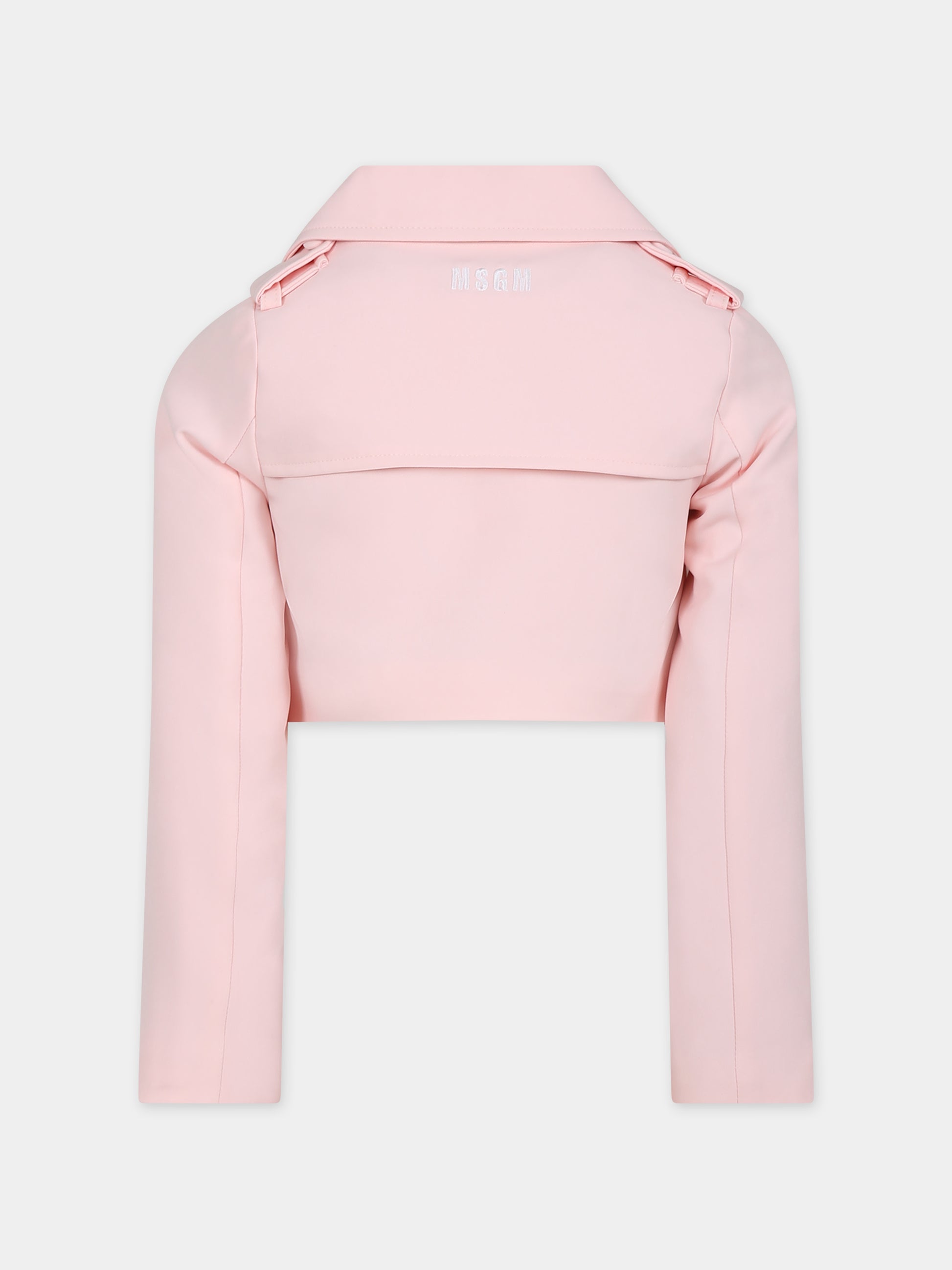 Giacca rosa per bambina con logo,Msgm Kids,S4MSJGJK079 049