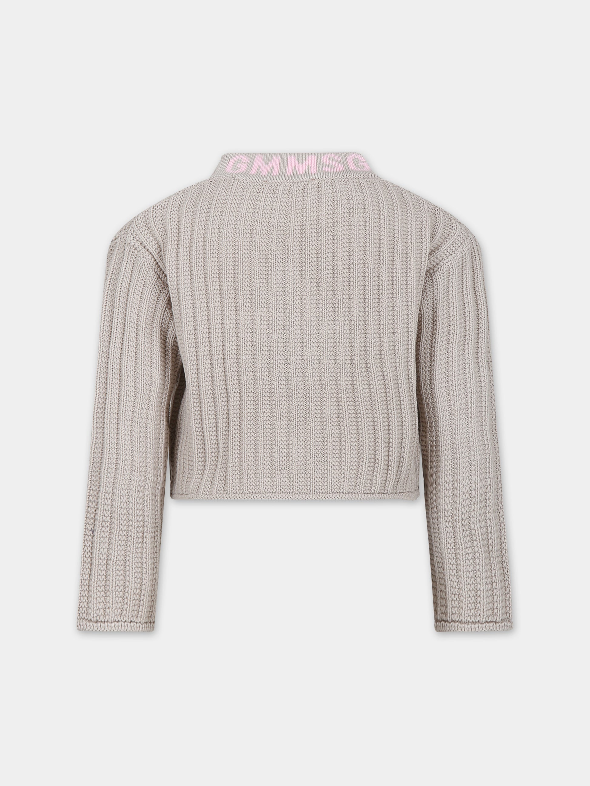 Maglione beige per bambina con logo,Msgm Kids,S4MSJGJP082 015