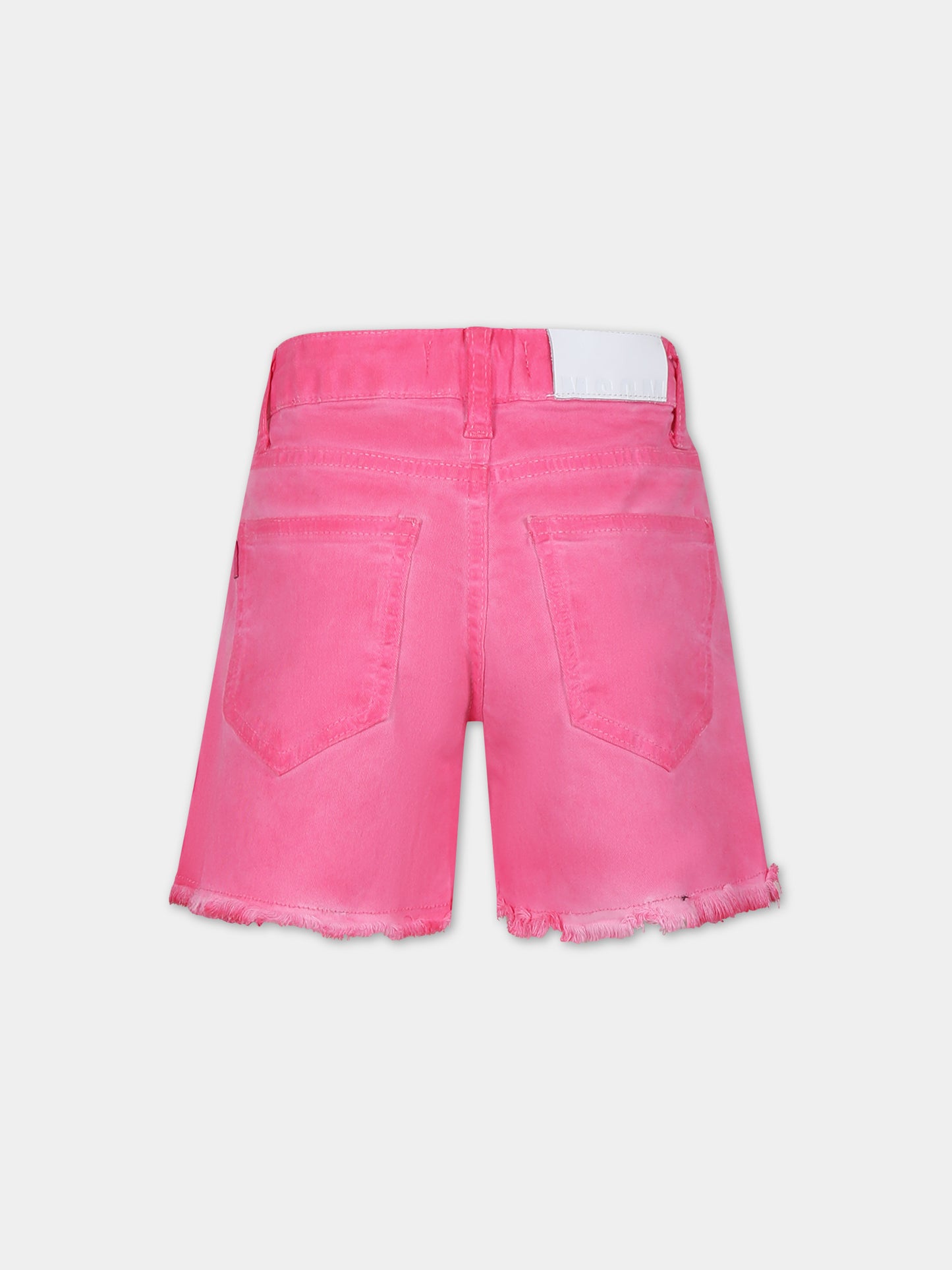Shorts fucsia in denim per bambina,Msgm Kids,S4MSJGSH038 044