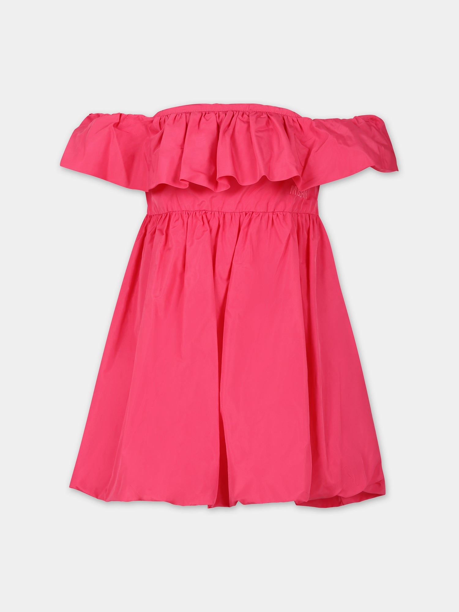 Vestito fucsia per bambina con rouches,Msgm Kids,S4MSJGDR146 044