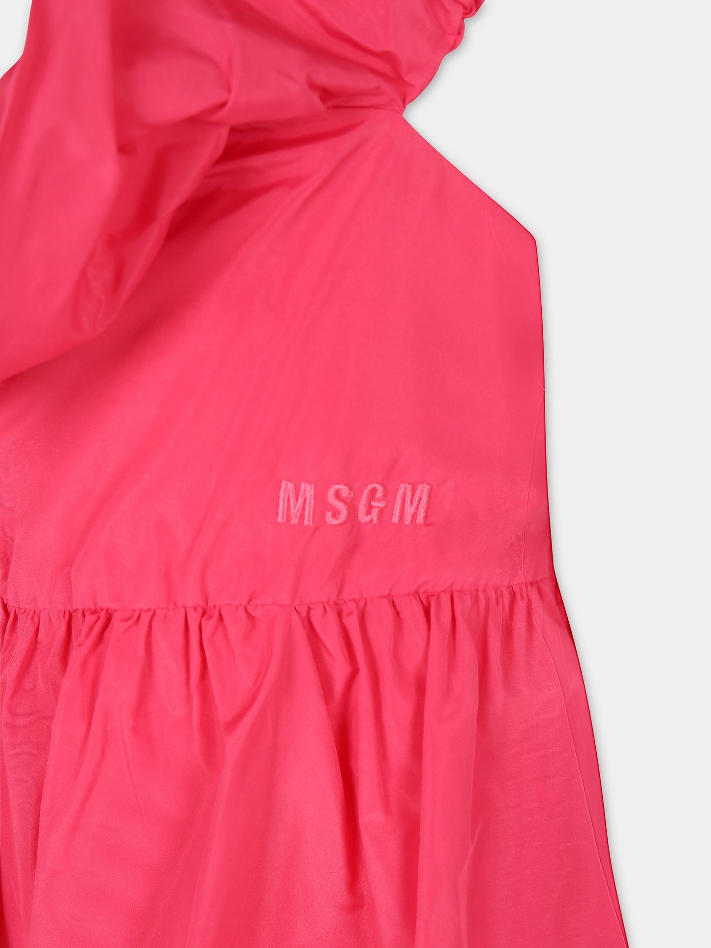 Vestito fucsia per bambina con rouches,Msgm Kids,S4MSJGDR146 044