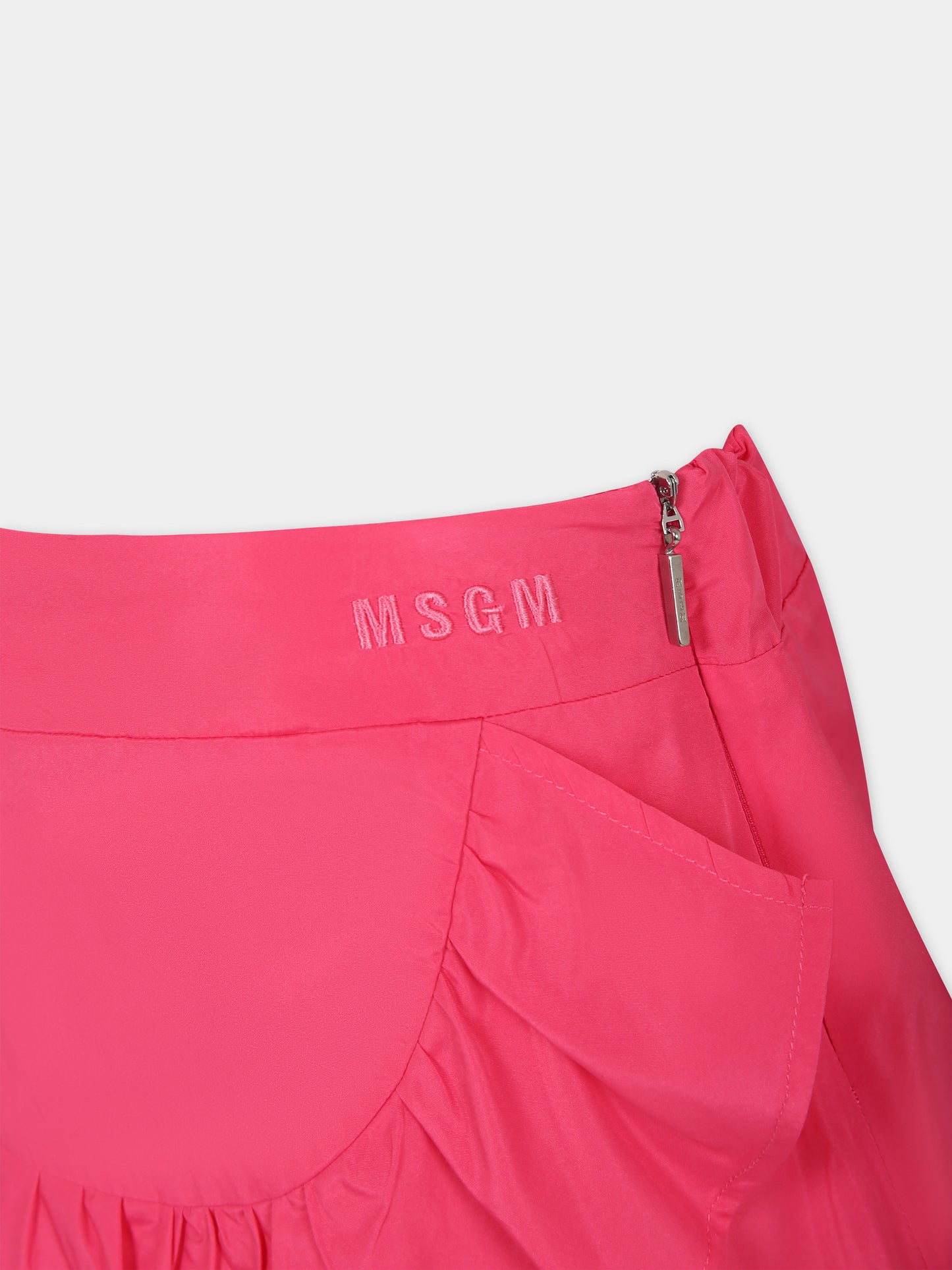 Gonna fucsia per bambina con logo,Msgm Kids,S4MSJGSK141 044