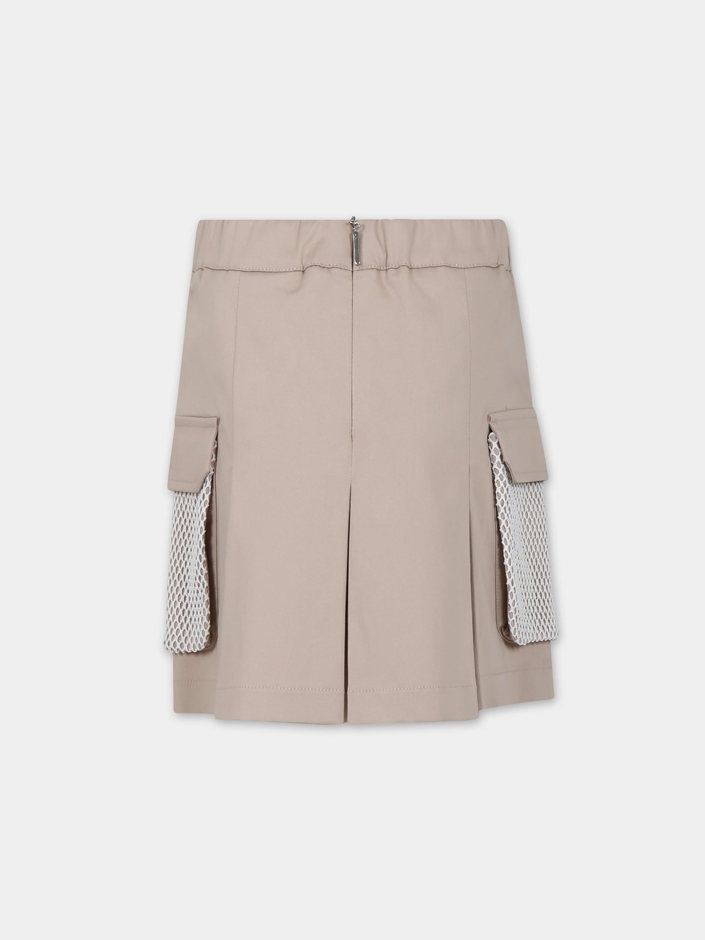 Gonna beige per bambina con logo,Msgm Kids,S4MSJGSK075 015