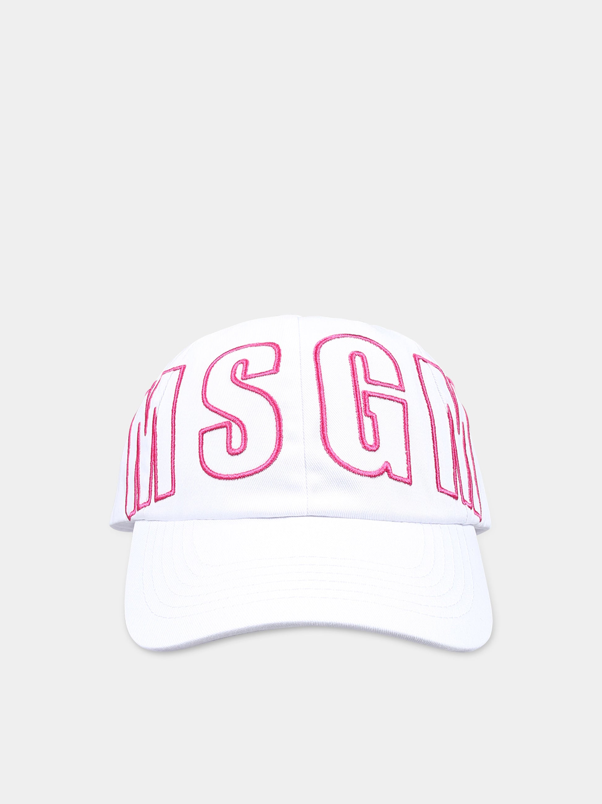 Cappello bianco per bambina con logo,Msgm Kids,S4MSJUBC016 001