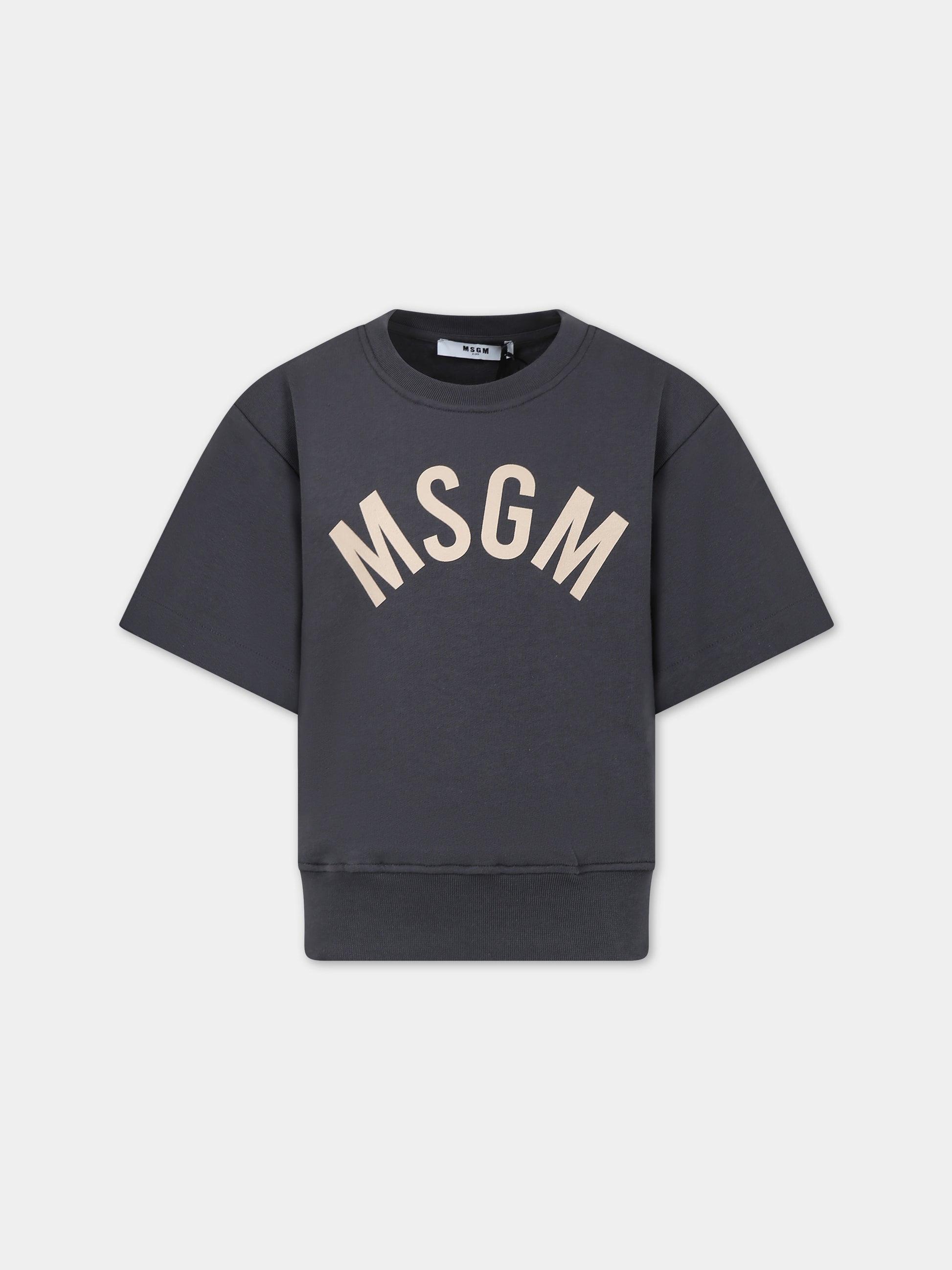 Felpa grigia per bambino con logo,Msgm Kids,S4MSJBSW263 103