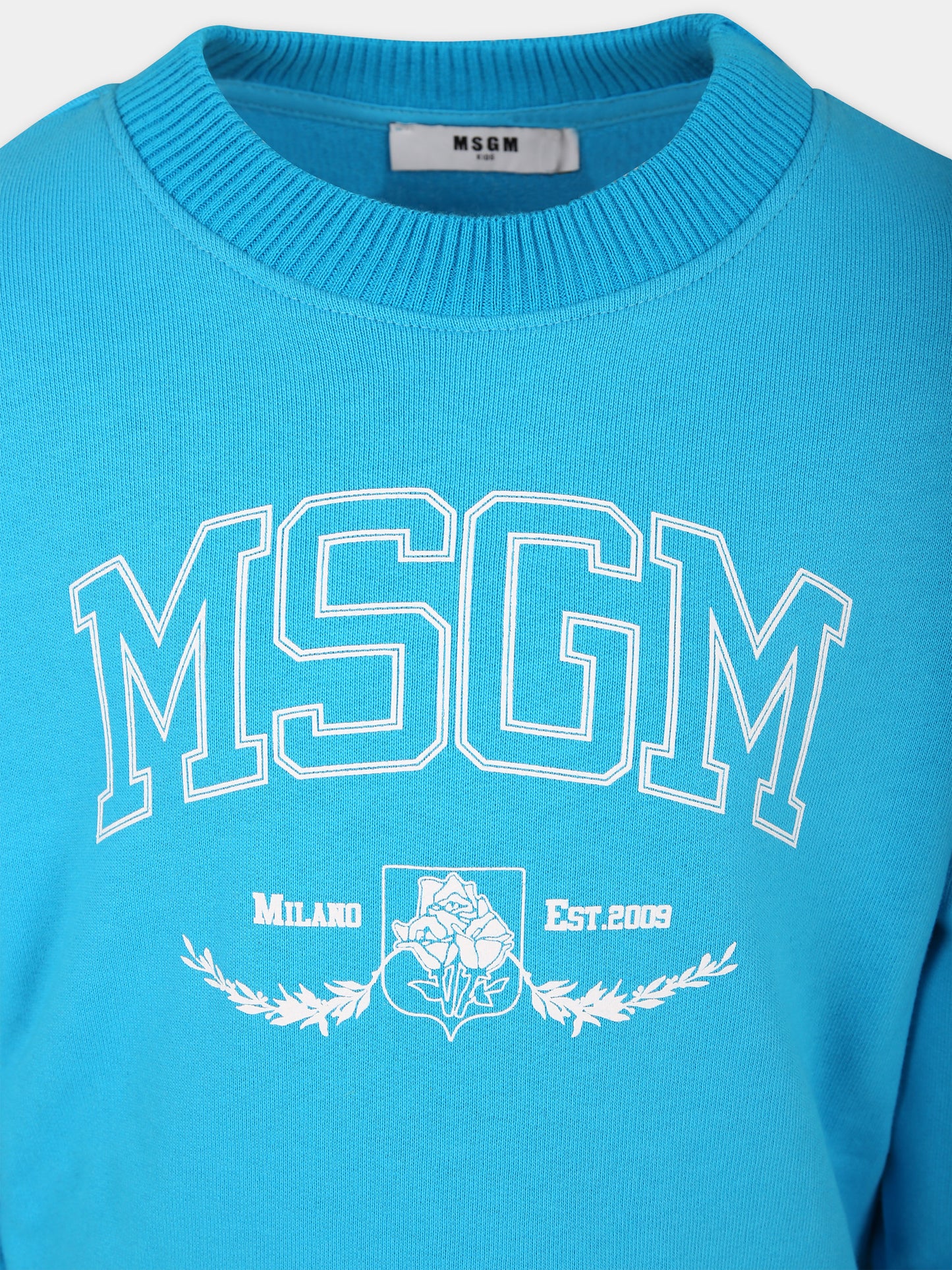 Felpa azzurra per bambino con logo,Msgm Kids,S4MSJBSW276 051