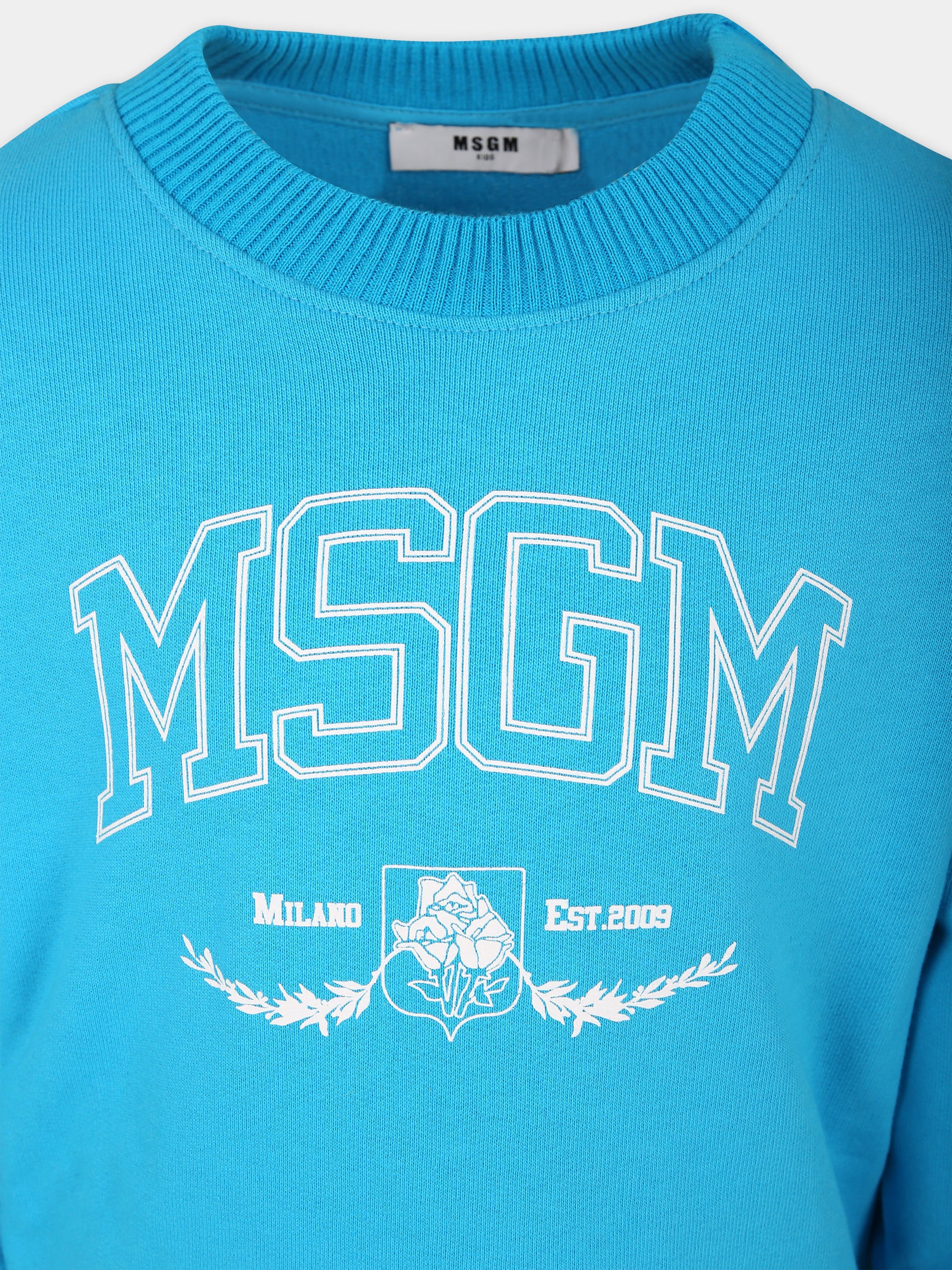 Felpa azzurra per bambino con logo,Msgm Kids,S4MSJBSW276 051