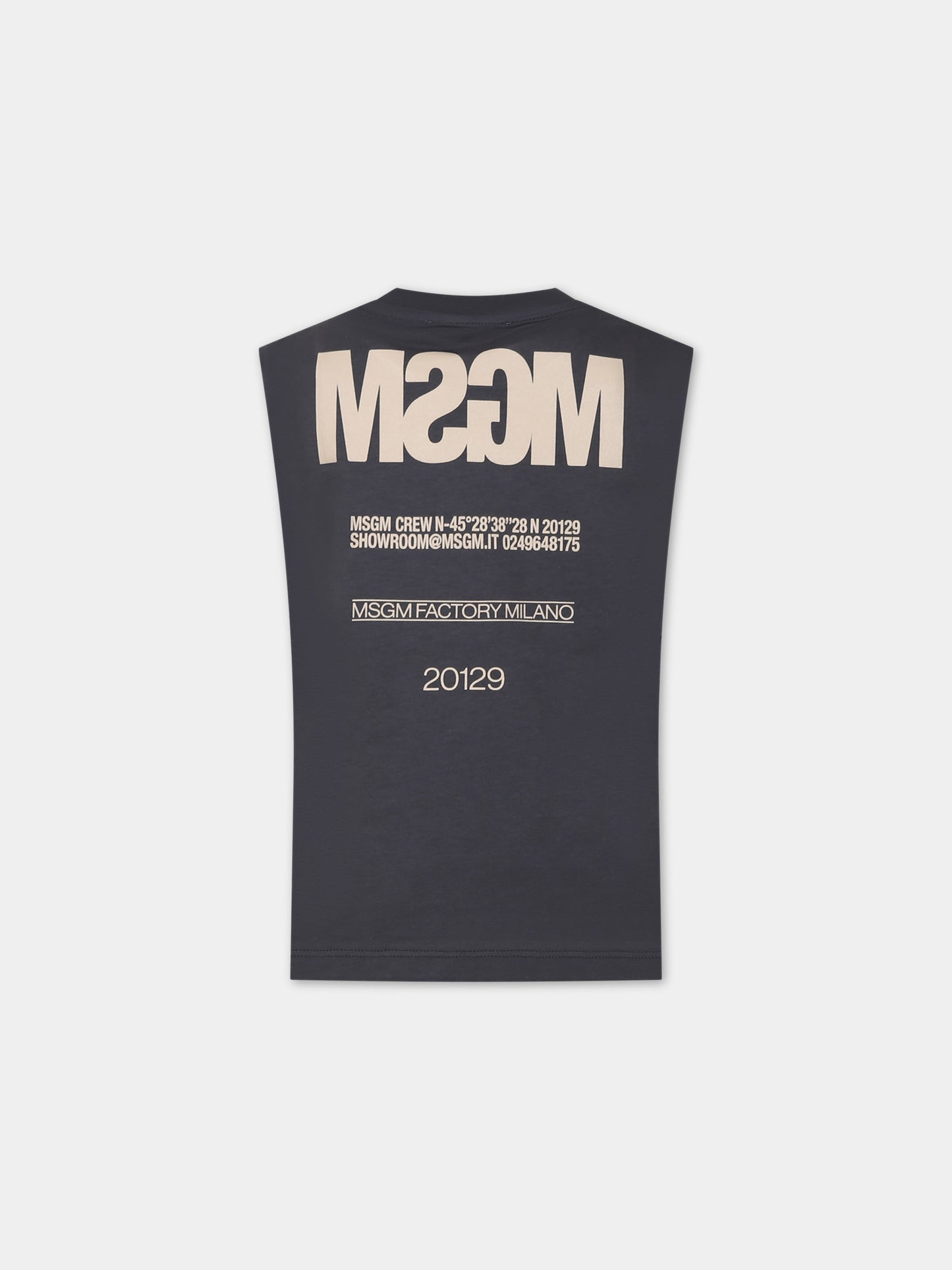 Canotta grigia per bambino con logo e scritta,Msgm Kids,S4MSJBTH266 103