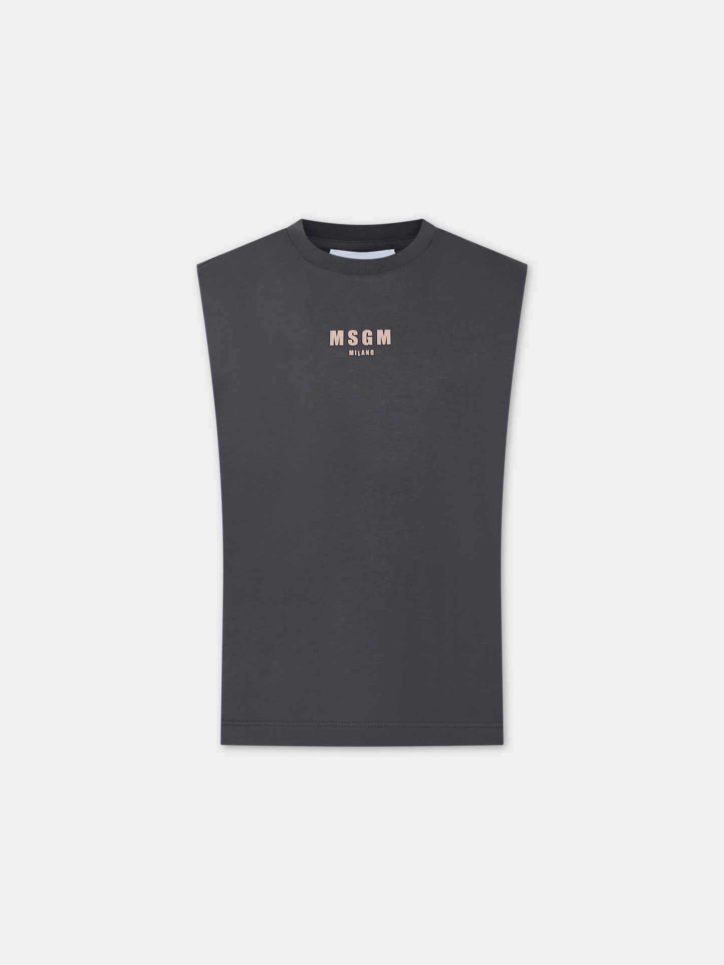 Canotta grigia per bambino con logo e scritta,Msgm Kids,S4MSJBTH266 103