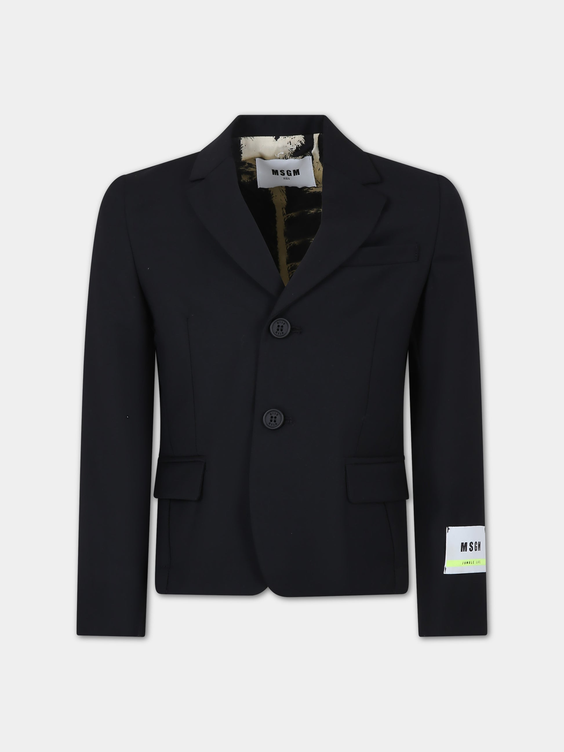 Giacca nera per bambino con logo,Msgm Kids,S4MSJBJK208 110