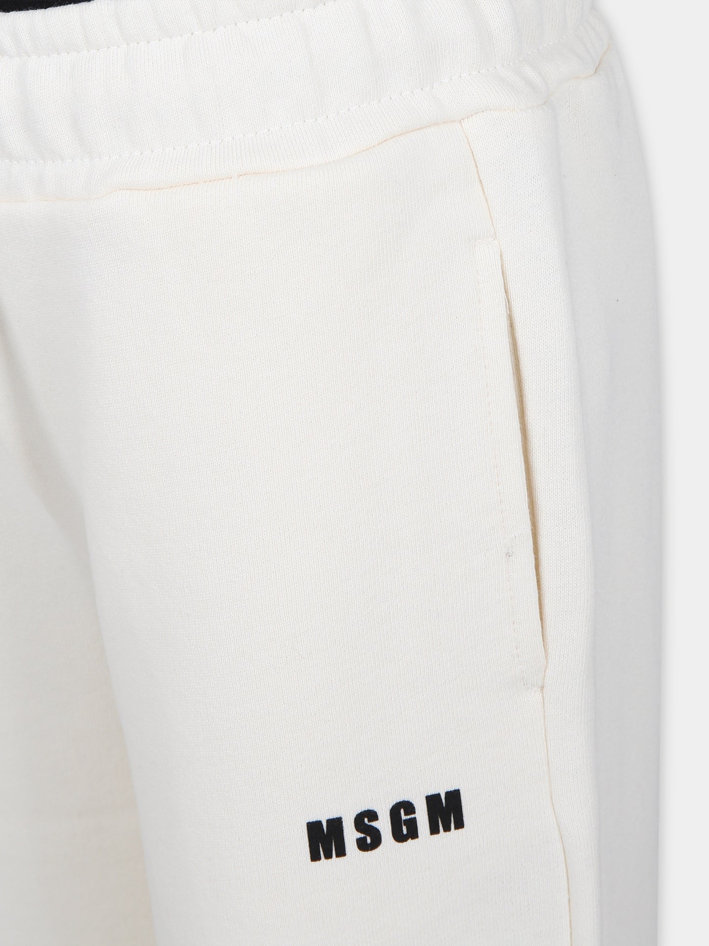 Pantaloni avorio per bambini con logo,Msgm Kids,S4MSJGFP028 013