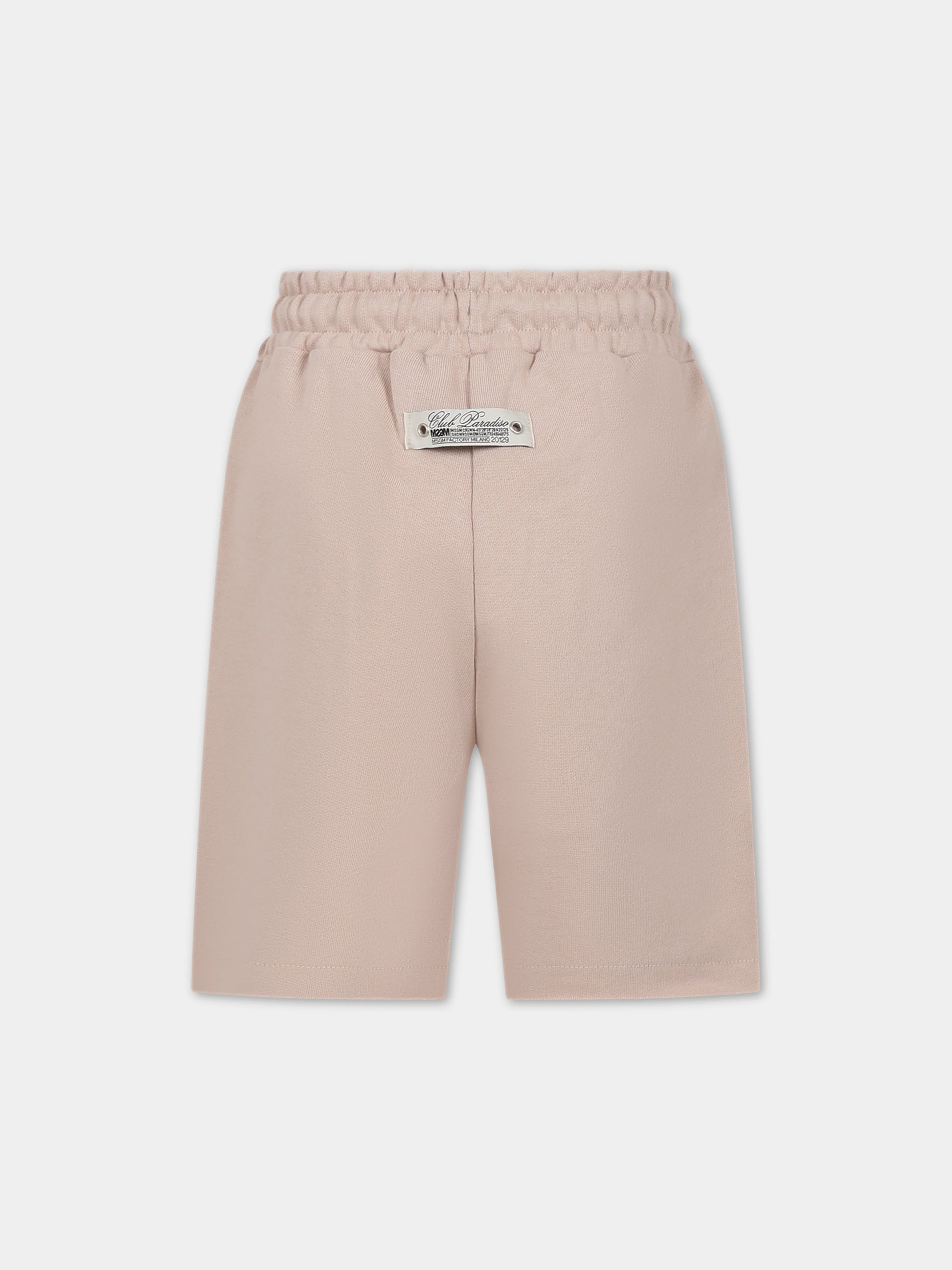 Shorts beige per bambino con logo,Msgm Kids,S4MSJBBE268 015