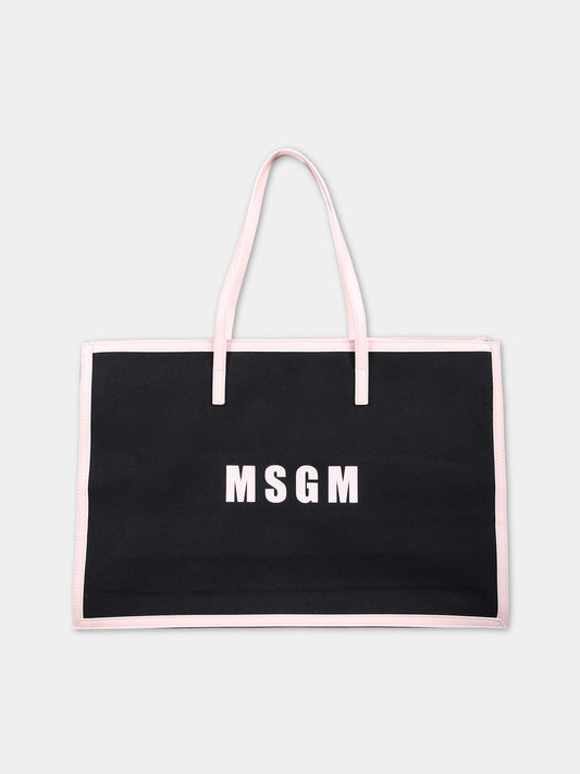 Borsa nera per bambina con logo,Msgm Kids,S4MSJGBA048 110