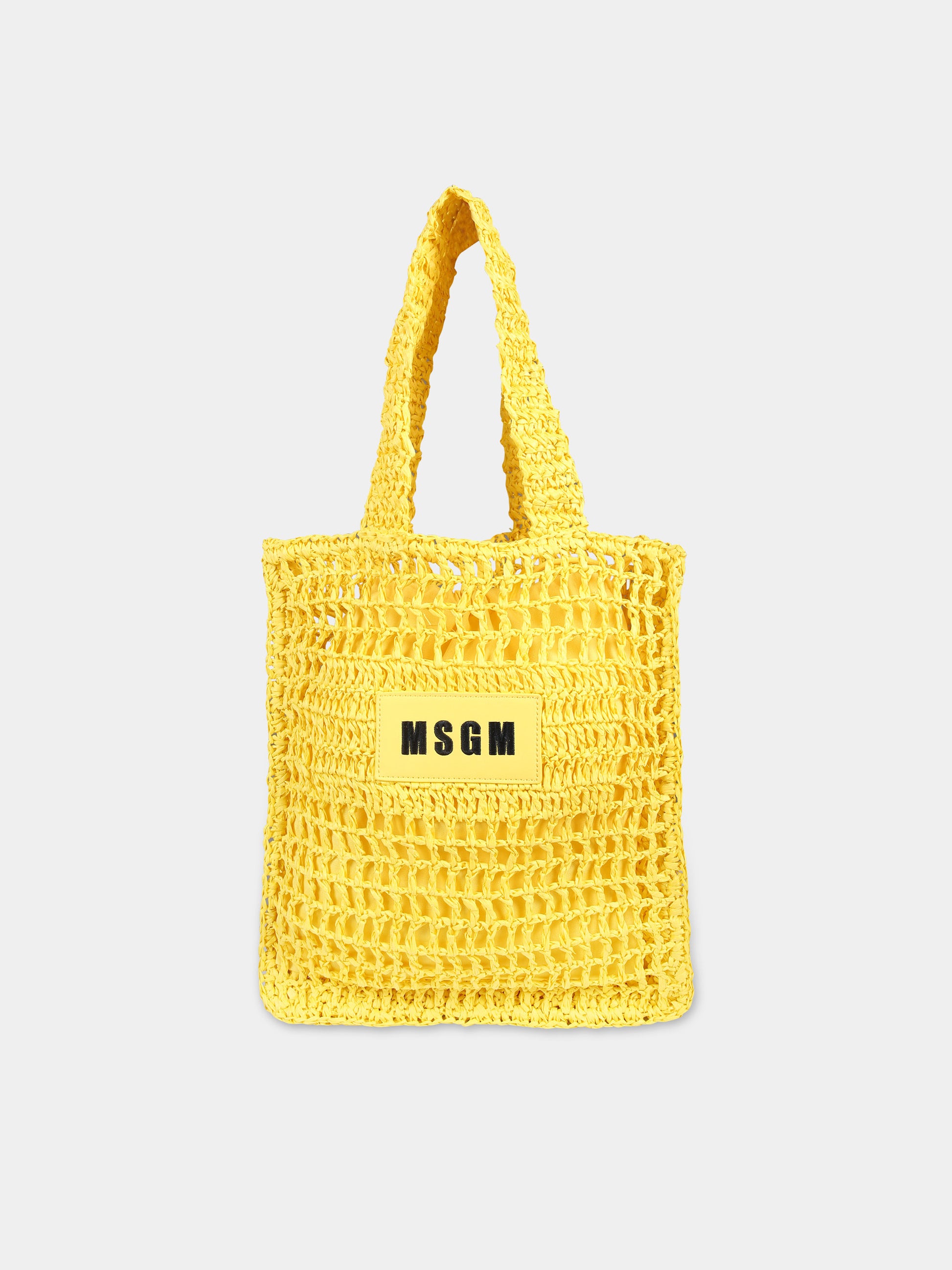 Borsa gialla per bambina con logo,Msgm Kids,S4MSJGBA059 020