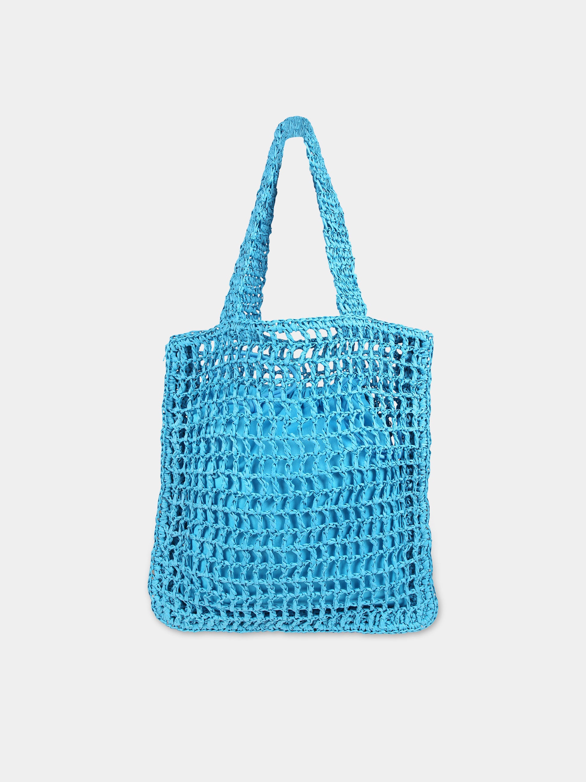 Borsa azzurra per bambina con logo,Msgm Kids,S4MSJGBA059 051