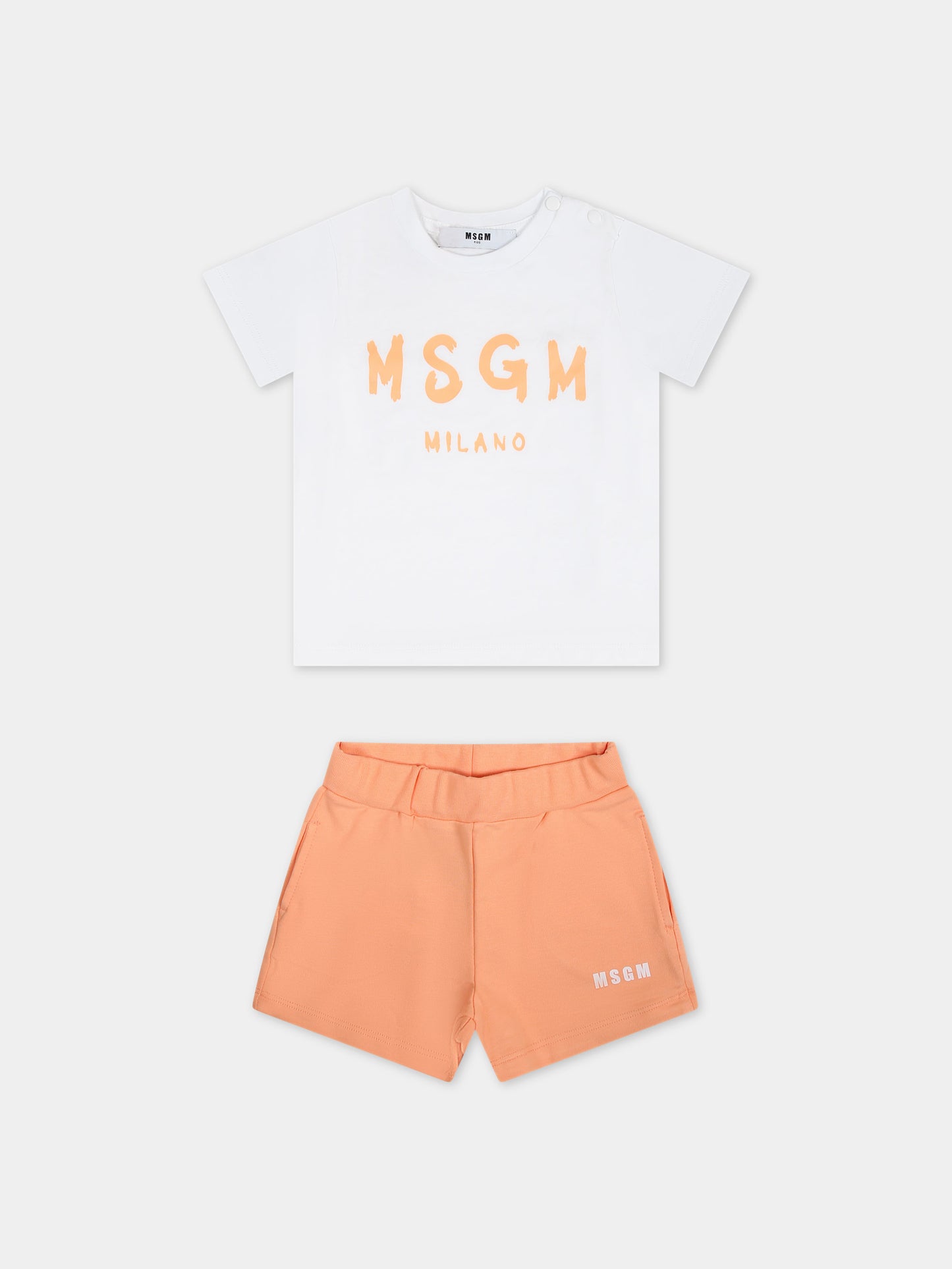 Completo arancione per neonata con logo,Msgm Kids,S4MSNBTR320 001/76