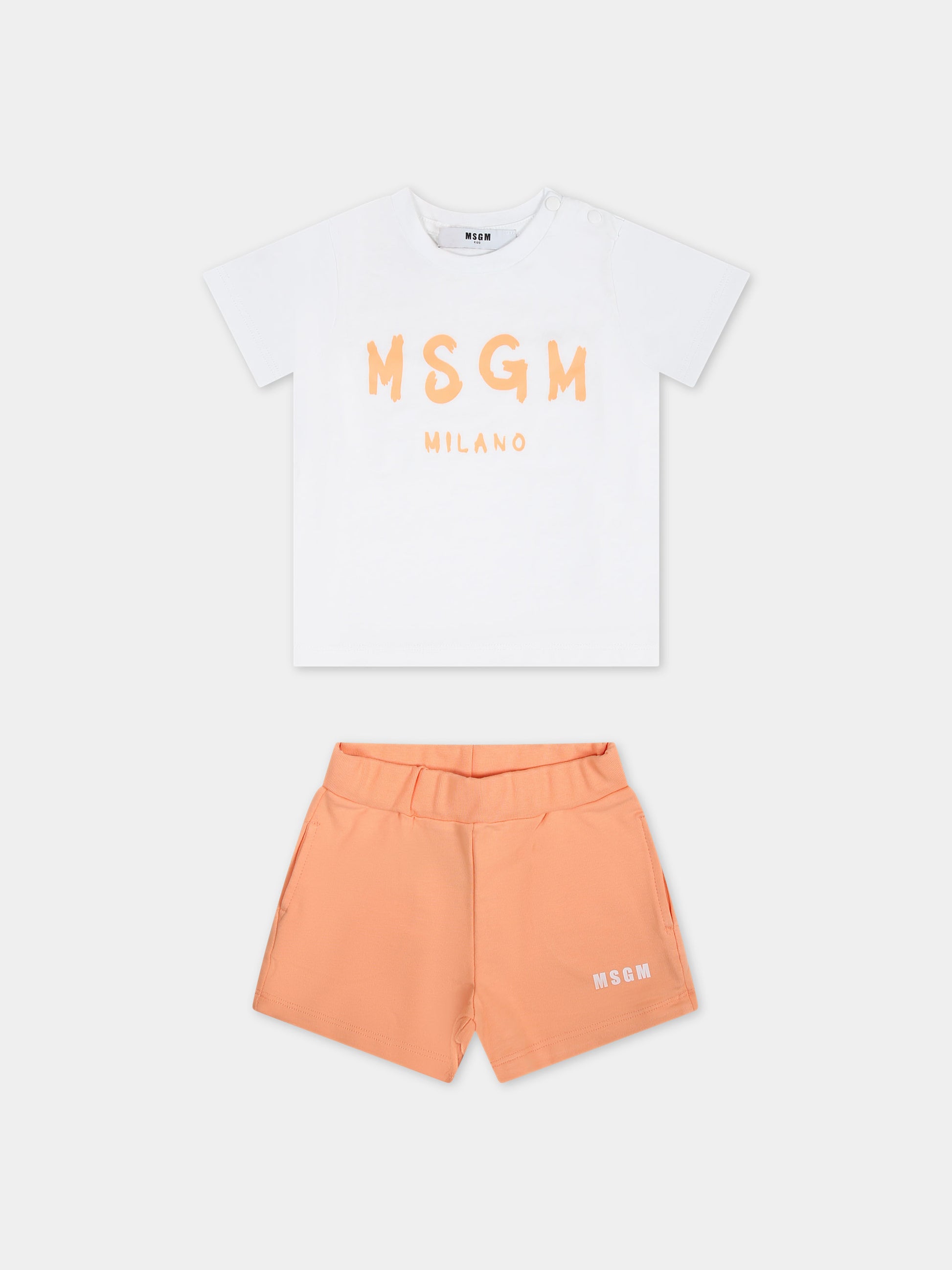 Completo arancione per neonata con logo,Msgm Kids,S4MSNBTR320 001/76