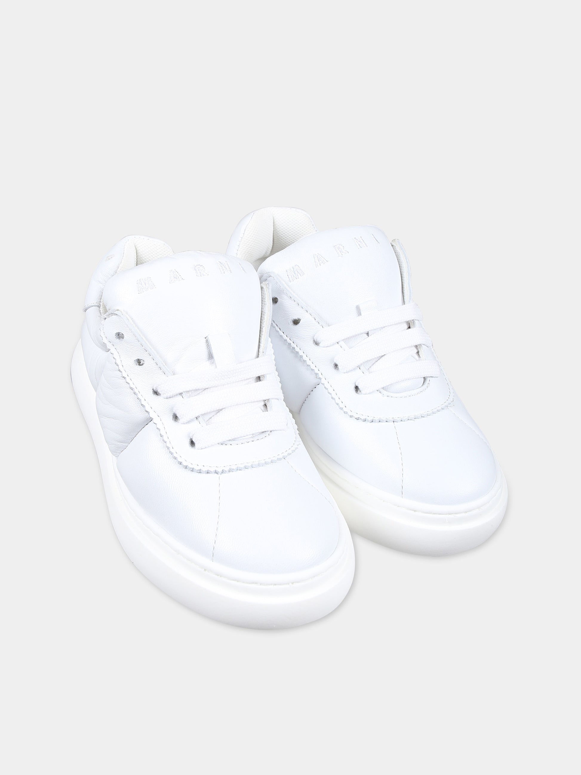 Sneakers bianche per bambina con logo,Marni Kids,76723 1