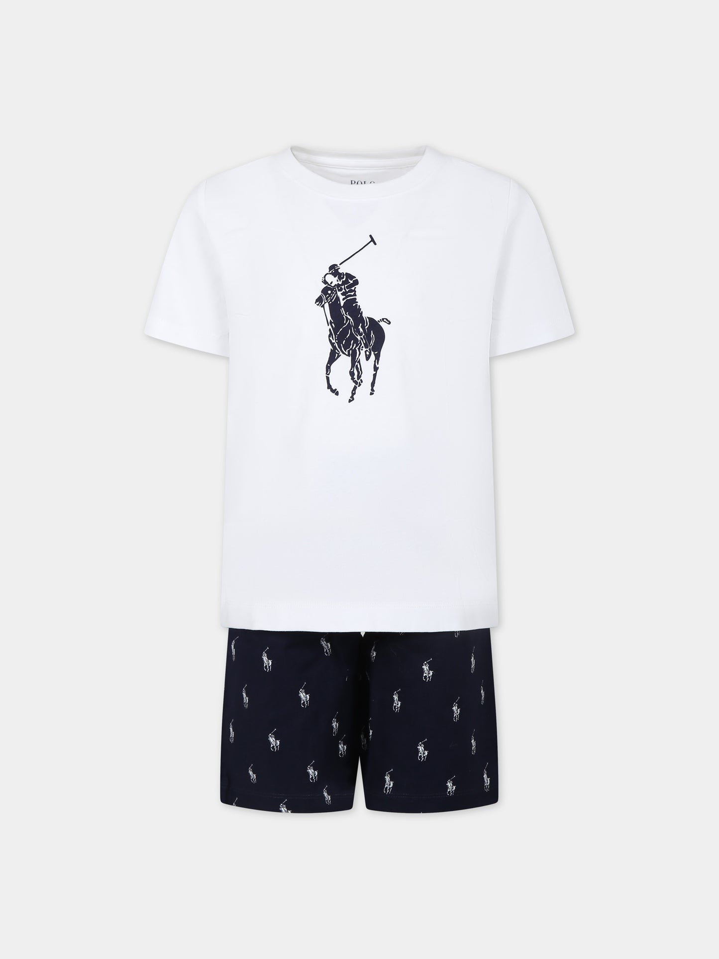 Pigiama blu per bambino con cavallino,Ralph Lauren Kids,24SMRL9P0141 BCV