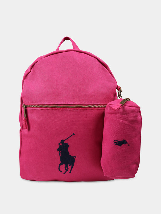 Zaino fucsia per bambina con logo,Ralph Lauren Kids,24SMRL9AR071 AFX