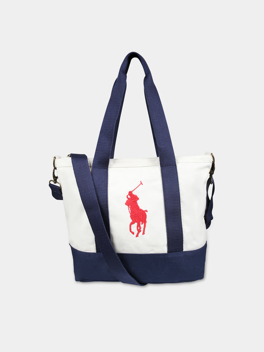 Borsa casual avorio per bambina con cavallino,Ralph Lauren Kids,24SMRL9AR023 BDF