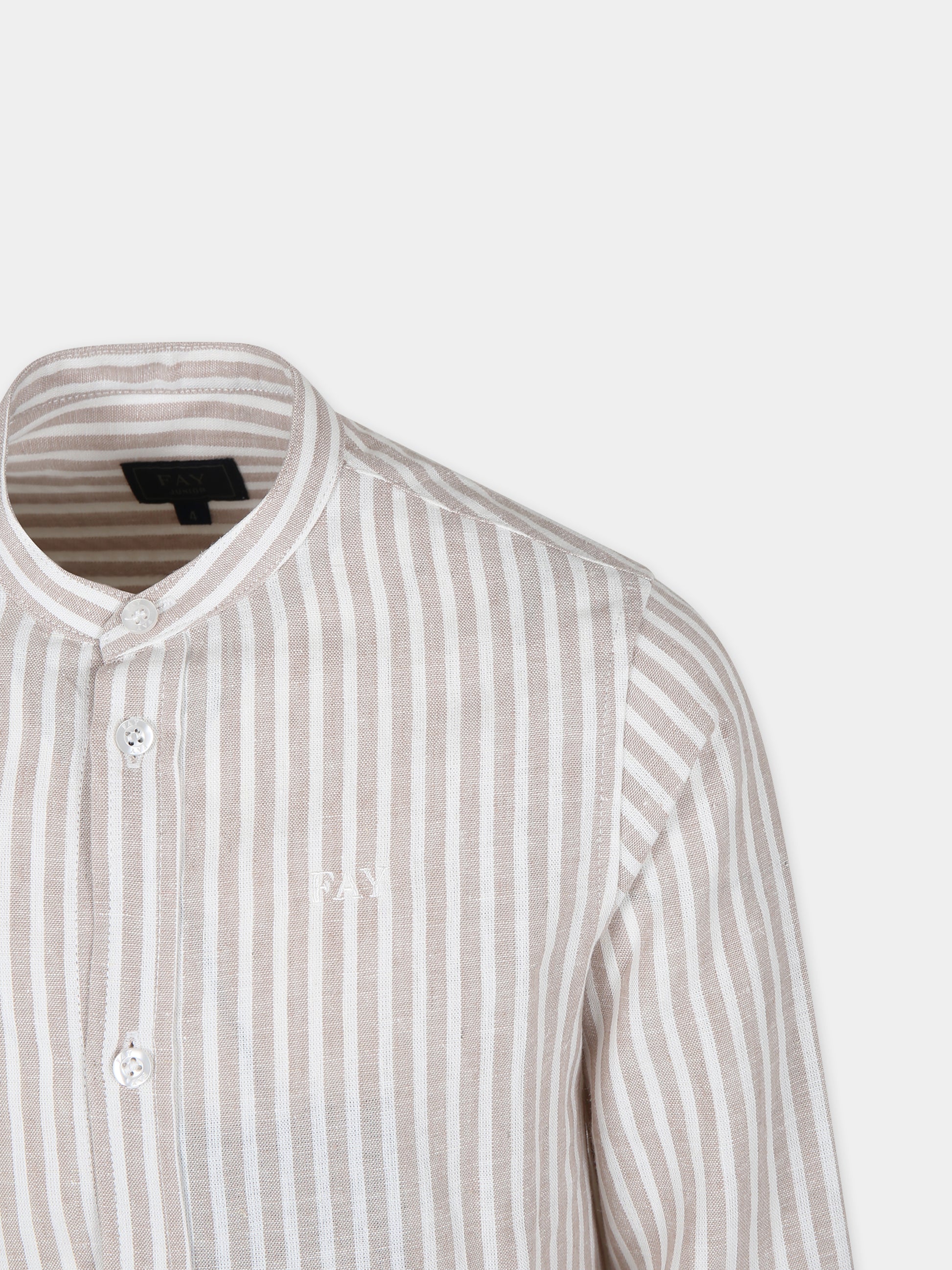 Camicia beige per bambino con logo,Fay Kids,FU5P00 I0211 114AV