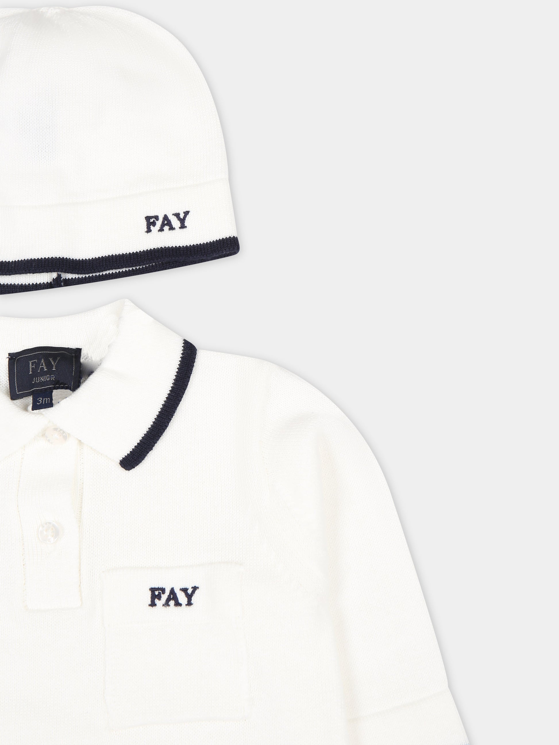 Set bianco per neonato con logo,Fay Kids,FUB520 Z1376 103BL