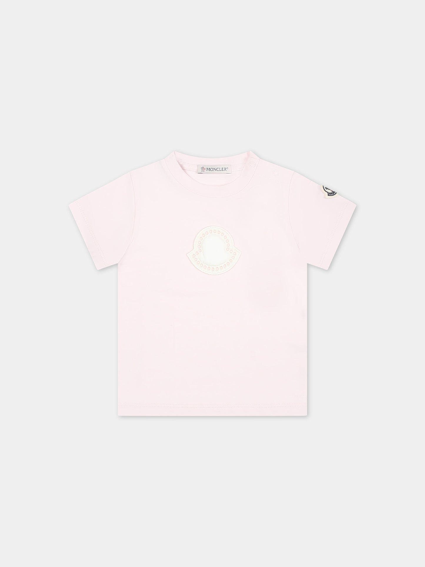 T-shirt rosa per neonata con logo,Moncler Kids,951 8C00006 8790N 503