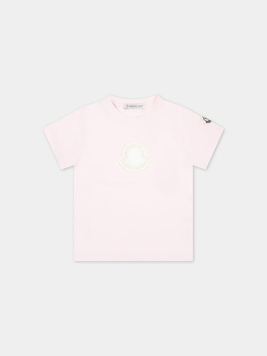 T-shirt rosa per neonata con logo,Moncler Kids,951 8C00006 8790N 503