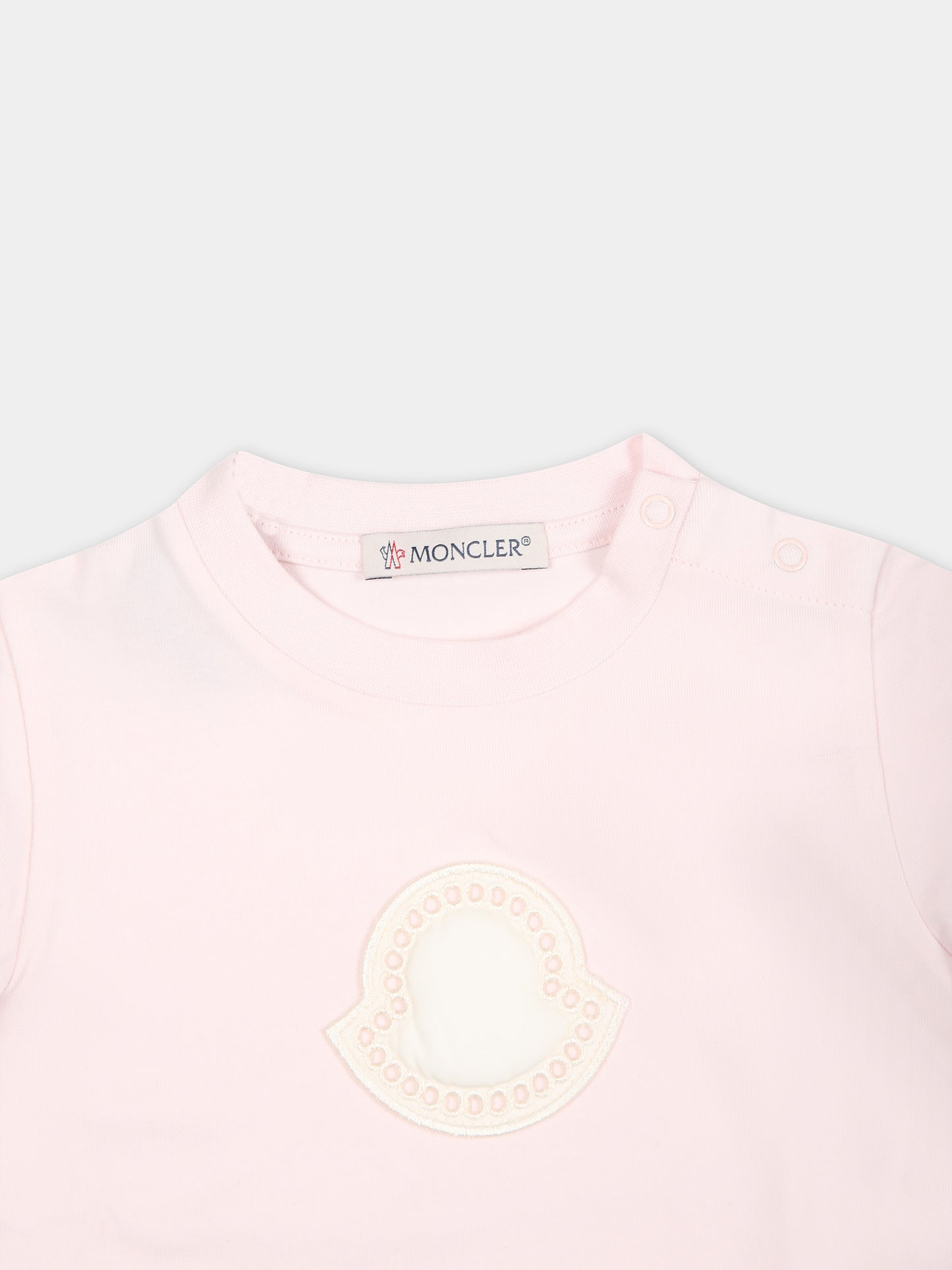 T-shirt rosa per neonata con logo,Moncler Kids,951 8C00006 8790N 503