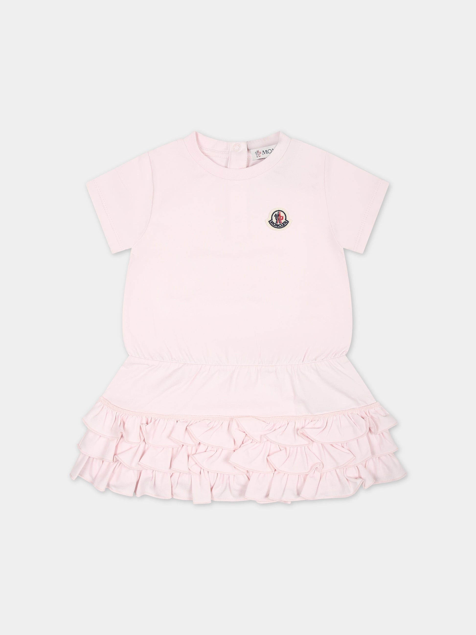 Vestito rosa per neonata con logo,Moncler Kids,951 8I00005 8790N 503