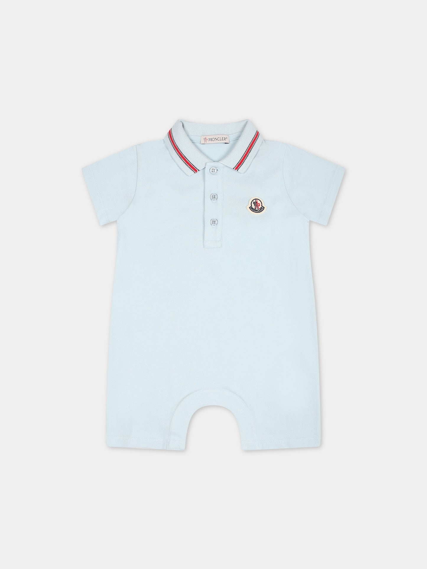 Pagliaccetto celeste per neonato con logo,Moncler Kids,951 8L00011 8496F 70C