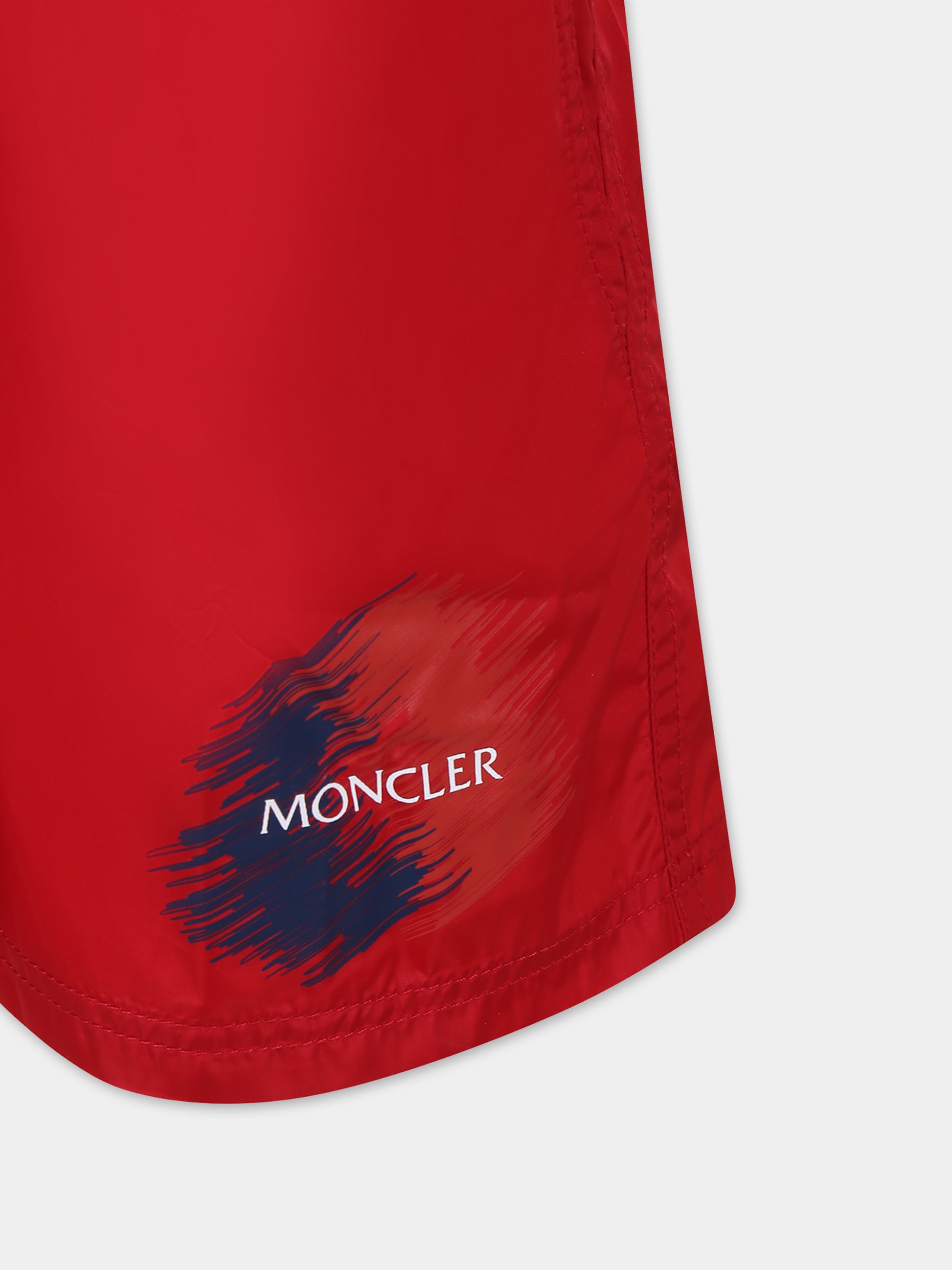 Boxer mare rosso per bambino con logo,Moncler Kids,954 2C00012 53326 45R