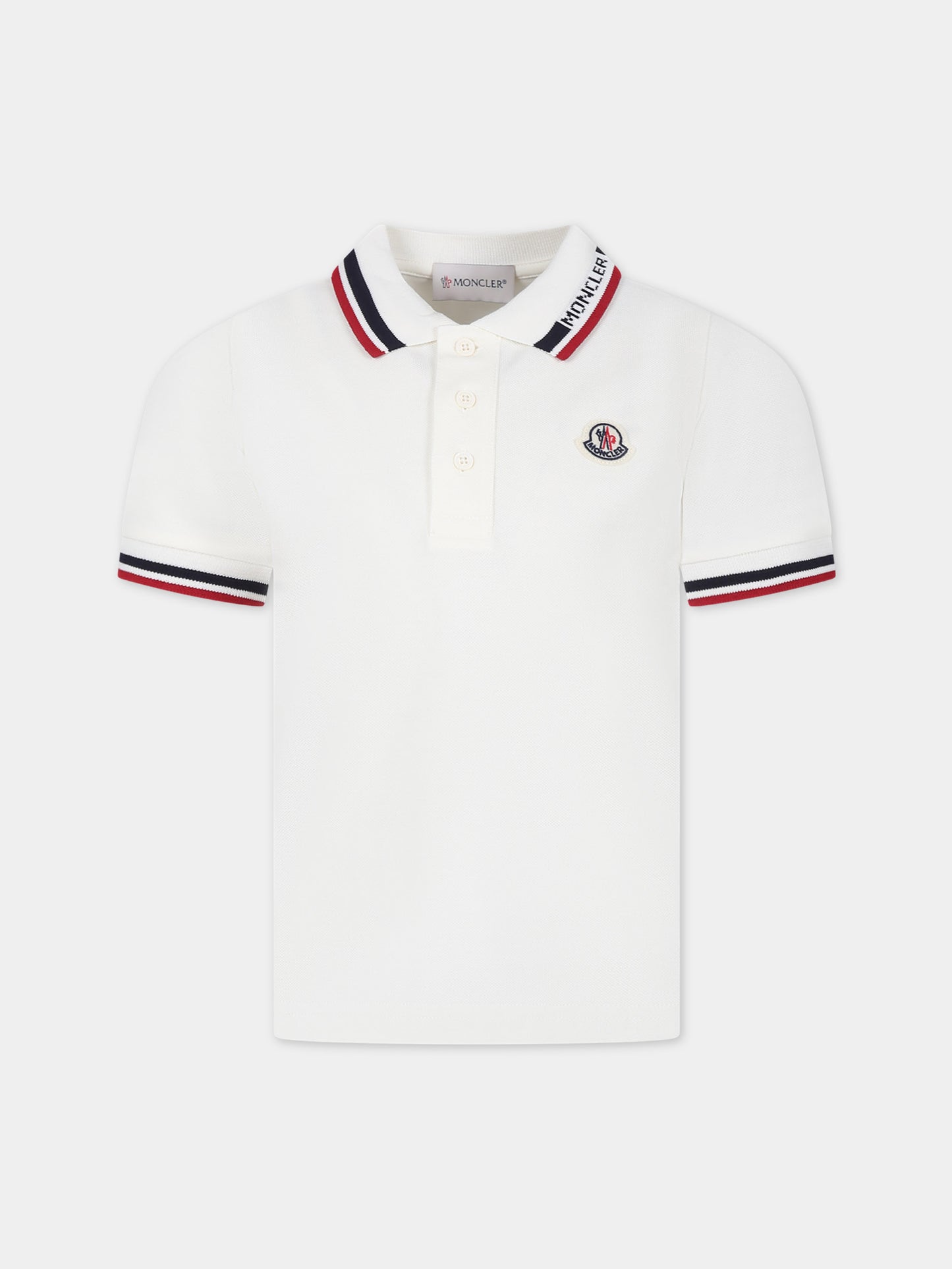 Polo bianca per bambino con logo,Moncler Kids,954 8A00012 8496W 034