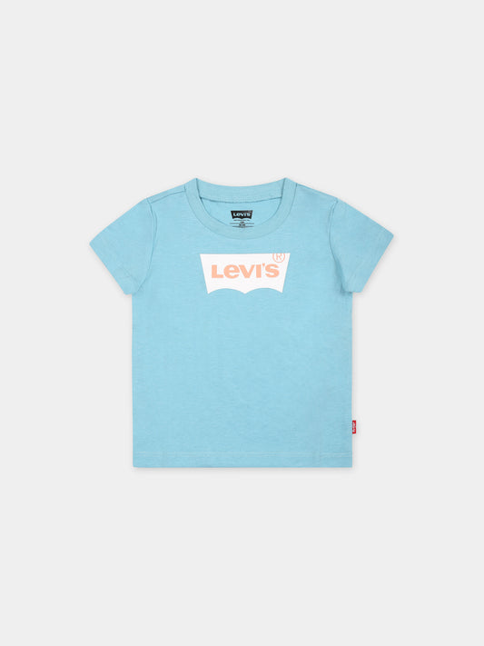T-shirt celeste per neonati con logo,Levi's Kids,24SMLK6E8157 BIF