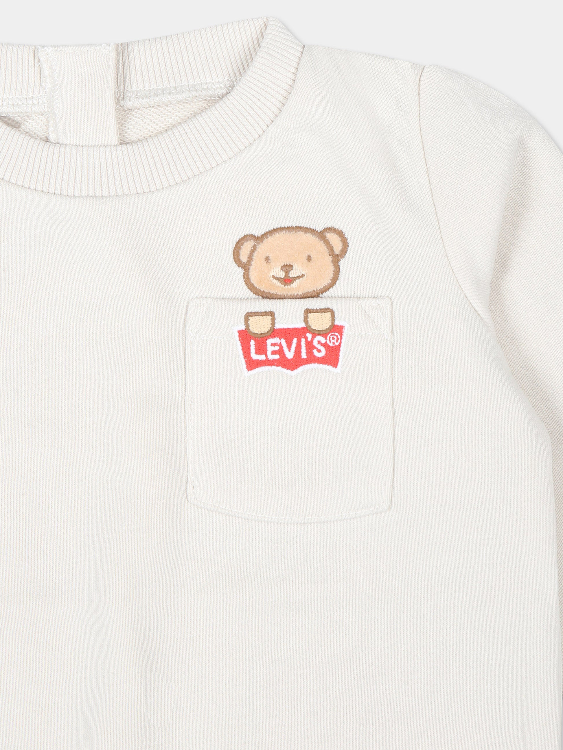 Felpa avorio per neonato con orso,Levi's Kids,24SMLK6EK227 W4R