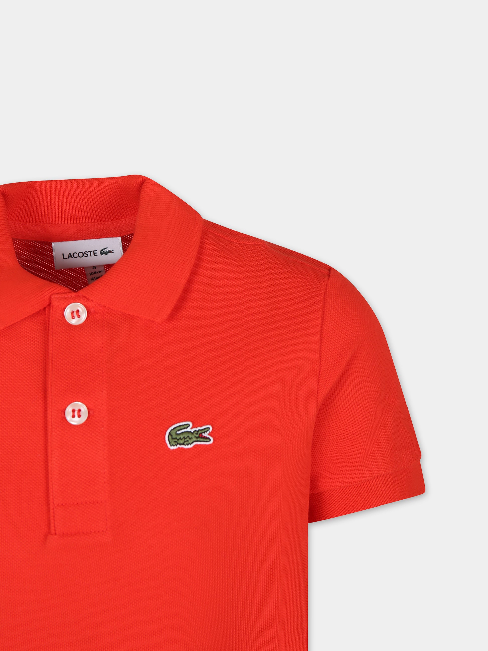 Polo rossa per bambino con coccodrillo,Lacoste,PJ2909 F8M