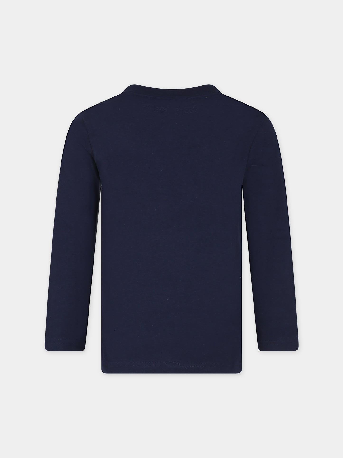 T-shirt blu per bambino con coccodrillo,Lacoste,TJ1123 166