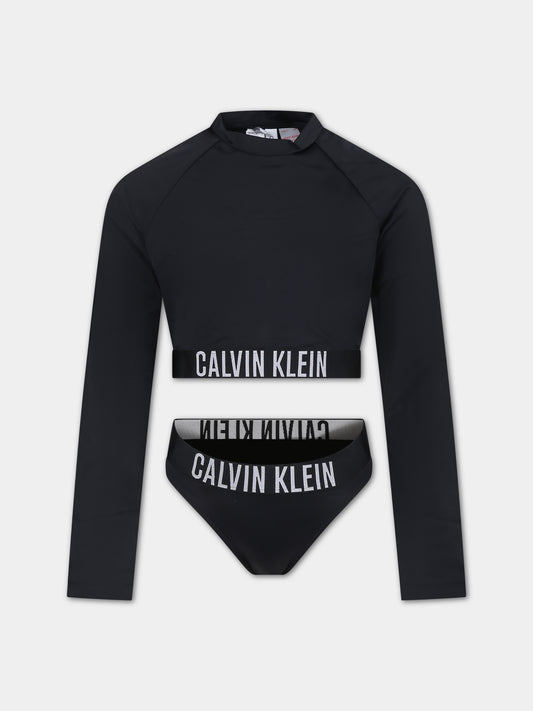 Set anti Uv nero per bambina con logo,Calvin Klein Kids,24SMCAKY0KY00055 BEH