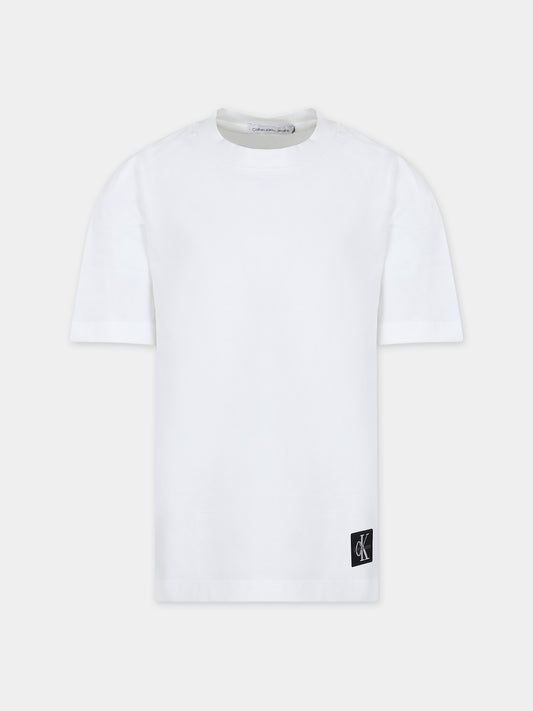 T-shirt bianca per bambino con logo,Calvin Klein Kids,24SMCKIB0IB02029 YAF