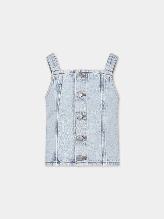 Top blu per bambina con logo,Calvin Klein Kids,24SMCKIG0IG02389T 1AA