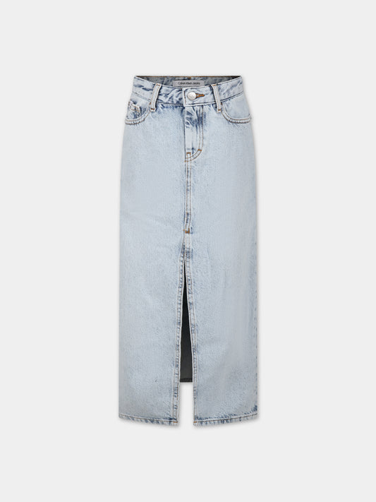 Gonna casual in denim per bambina,Calvin Klein Kids,24SMCKIG0IG02598T 1AA