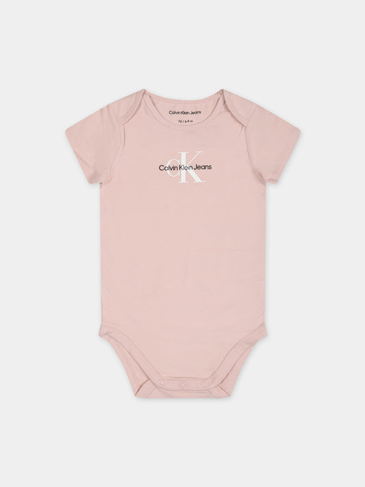 Body rosa per neonata con logo,Calvin Klein Kids,24SMCKIN0IN00014 TF6