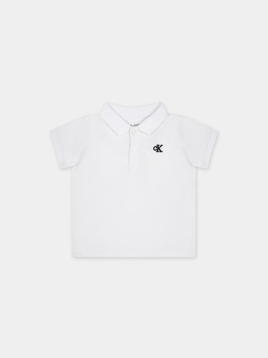 Polo bianca per neonato con logo,Calvin Klein Kids,24SMCKIN0IN00170 YAF