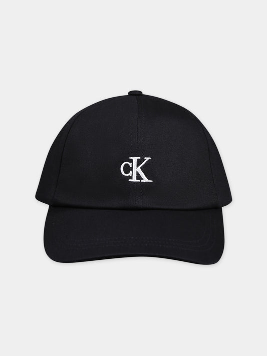 Cappello con visiera nero per bambini con logo,Calvin Klein Kids,24SMCKIU0IU00150 BEH