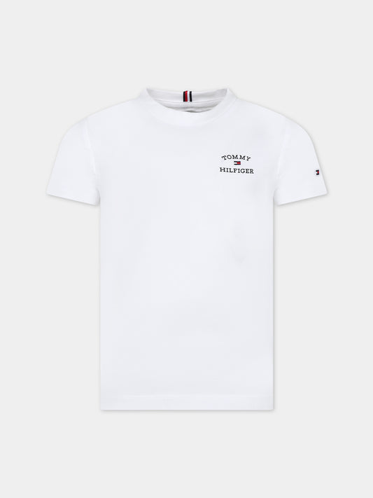 T-shirt bianca per bambino con logo,Tommy Hilfiger Junior,24SMTHKB0KB08807 YBR