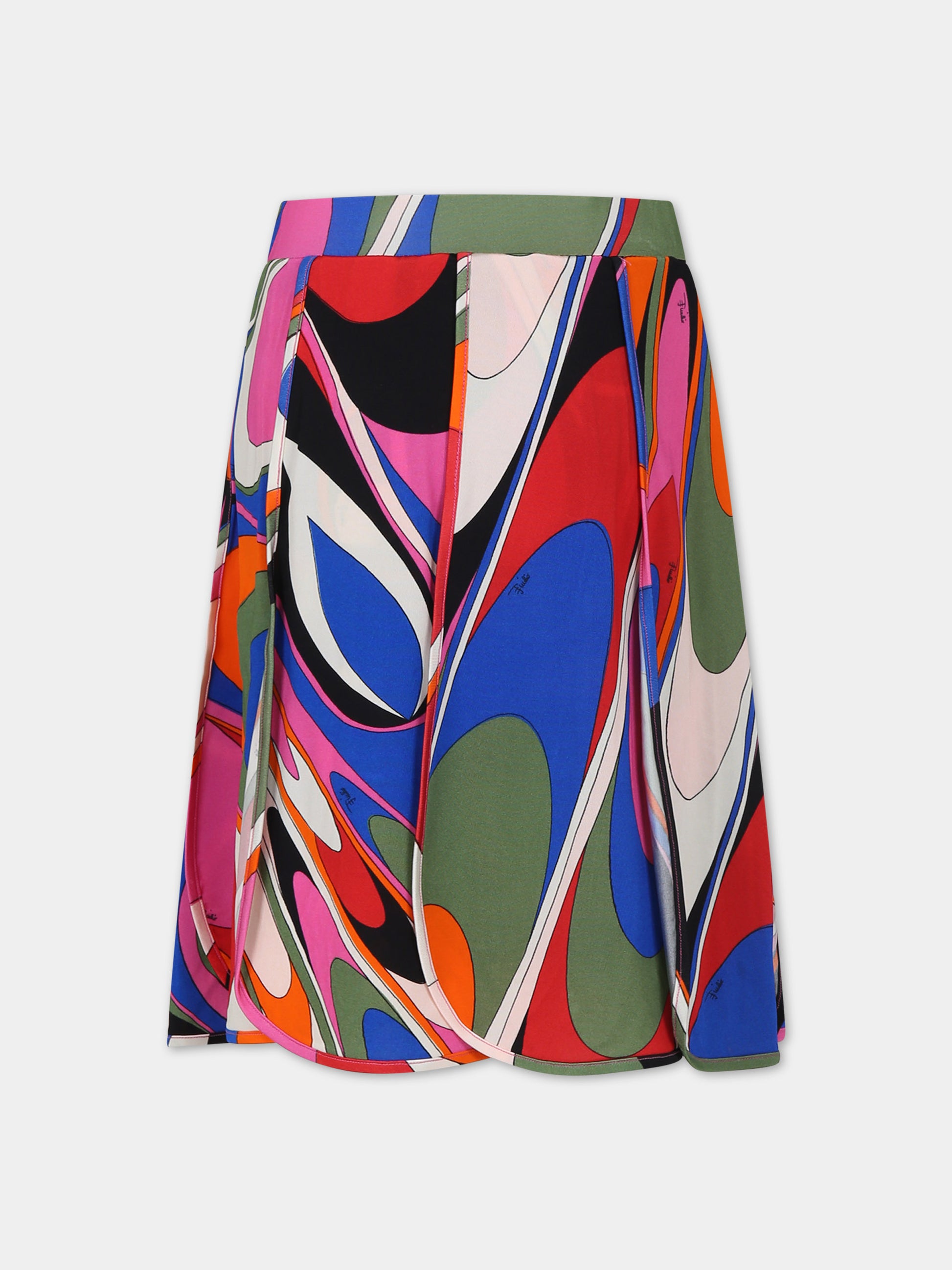 Gonna multicolor per bambina con stampa e logo,Emilio Pucci Junior,PU7B64 J0411 999