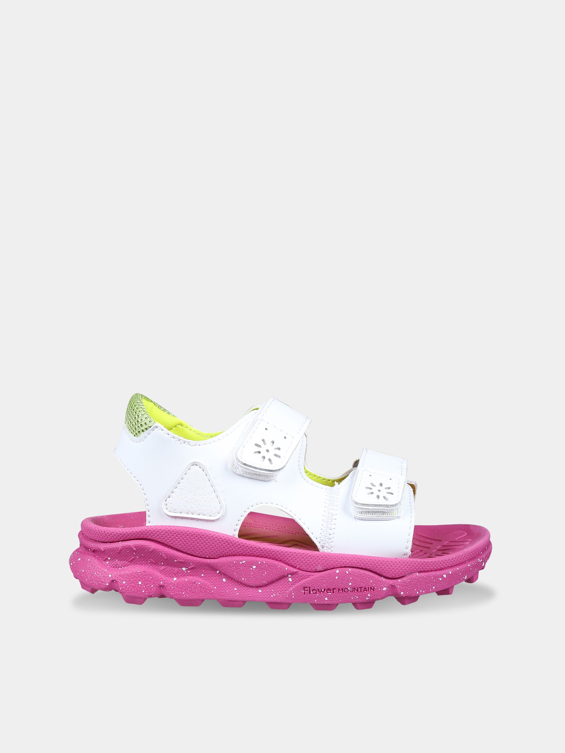 Sandali Gaho bianchi per bambina con logo,Flower Mountain,1N17 001 0502902 06